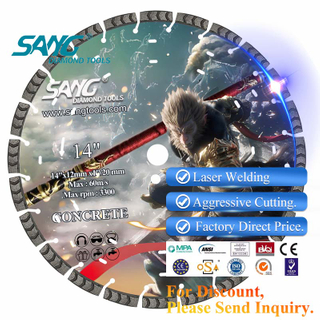 Sang Tools 350 mm 400 mm -es Arix szegmens betonvágó vágó tárcsa lézeres hegesztett gyémánt fűrészpenge kemény betonvágáshoz